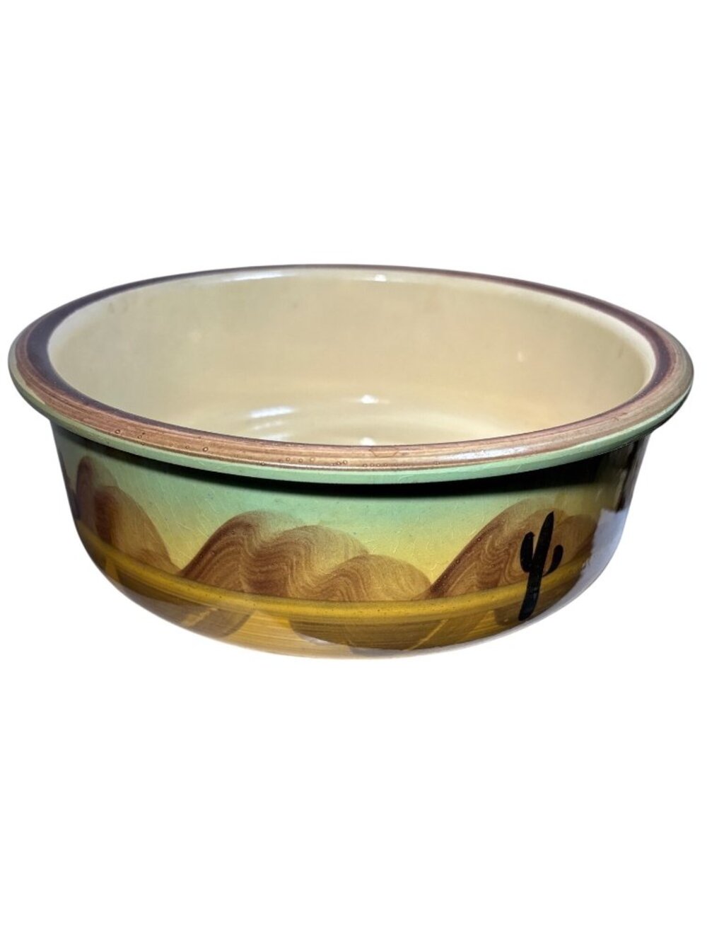 Ceramic Serving Bowl Desert Landscape Design Earth Tones Desert Modern 9.5"